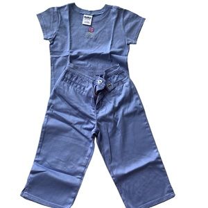 OshKosh B’gosh 2 piece periwinkle tee and capri set. Size 6.